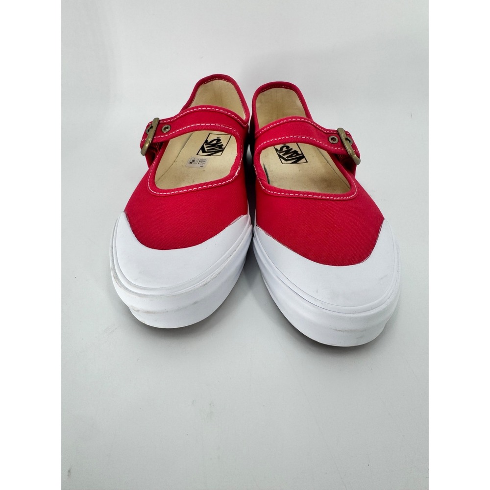 Vans Mary Jane Shoes Women 8.5 Red Canvas Buckle Strap Sneakers - Picture 8 of 16